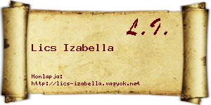 Lics Izabella névjegykártya